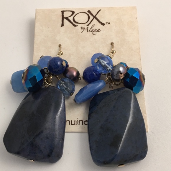 ROX by Alexa Blue Genuine Gemstone Earrings - Picture 2 of 5